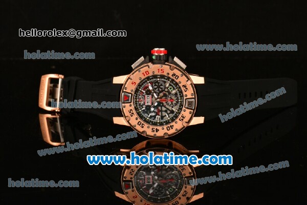 Richard Mille RM032 Chrono Swiss Valjoux 7750 Automatic Rose Gold Case with Skeleton Dial and White Markers - Click Image to Close